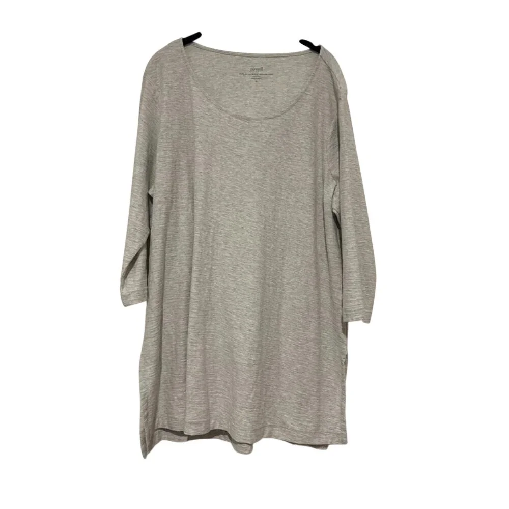 Women's sz XL grey Pure Jill tunic shirt 3/4‎ length sleeves #1305